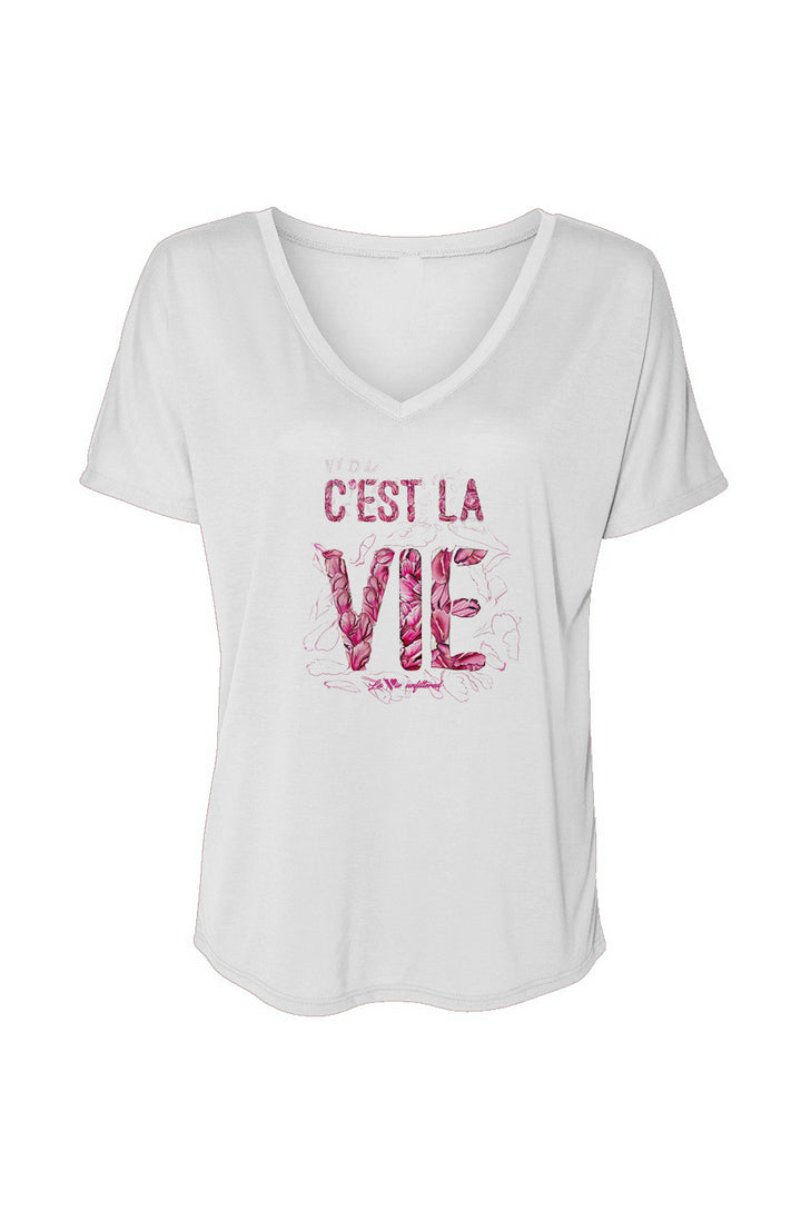 C'est la vie - V-Neck Slouchy Glam Tee