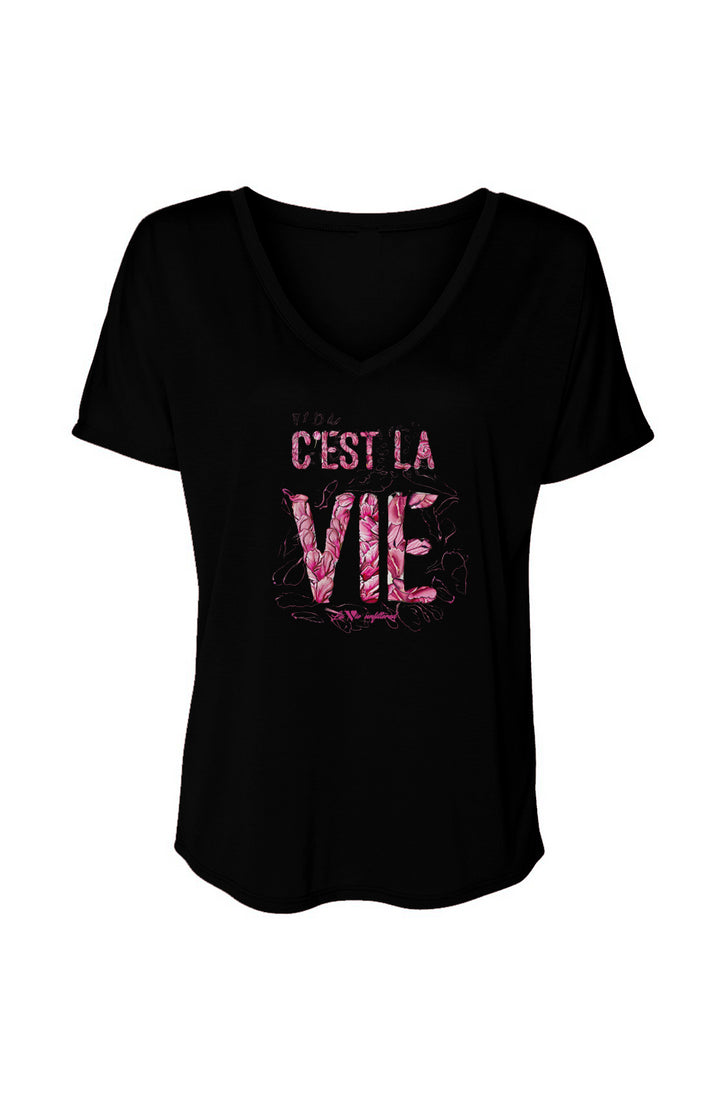 C'est la vie - V-Neck Slouchy Glam Tee