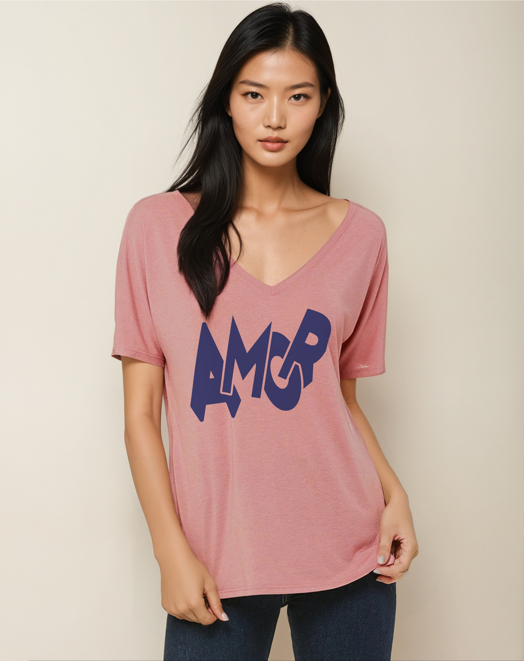 Amor - V-Neck Slouchy Glam Tee - La Vie unfiltered