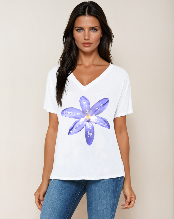 I love you, a little, a lot... -  V-Neck Slouchy Glam Tee - La Vie unfiltered