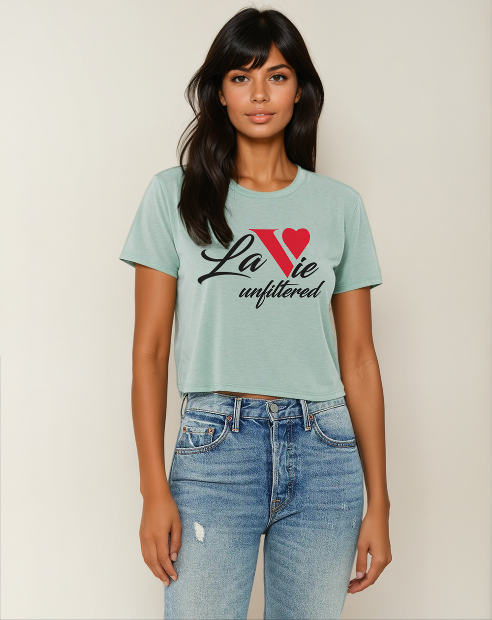 La Vie unfiltered red - Relaxed Fit Copped Tee - La Vie unfiltered