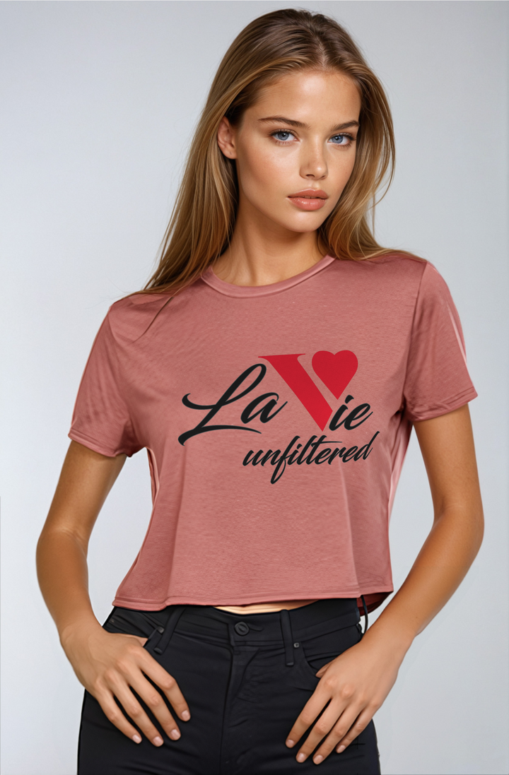 La Vie unfiltered red - Relaxed Fit Copped Tee - La Vie unfiltered