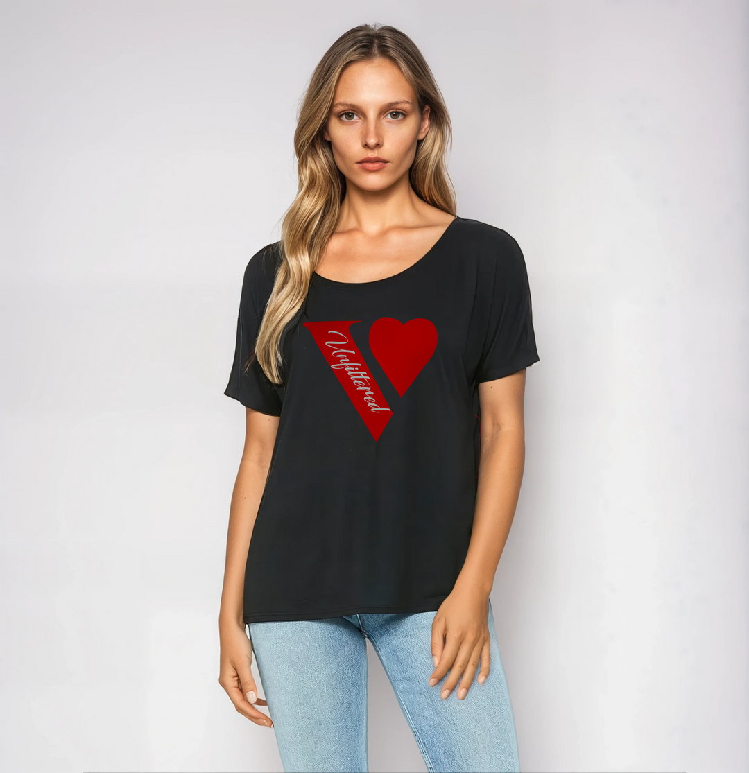 Vie unfiltered red heart -  The Chic Drape Top - La Vie unfiltered