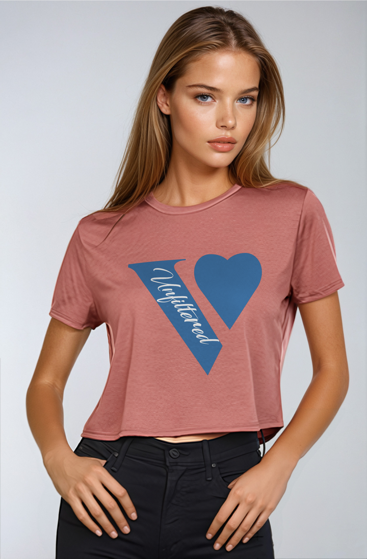 V unfiltered blue - Relaxed Fit Cropped Tee - La Vie unfiltered