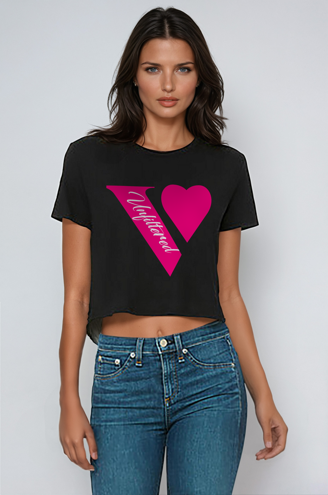 V unfiltered pink - Relaxed Fit Cropped Tee - La Vie unfiltered