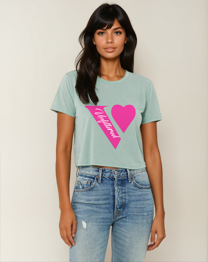 V unfiltered pink - Relaxed Fit Cropped Tee - La Vie unfiltered