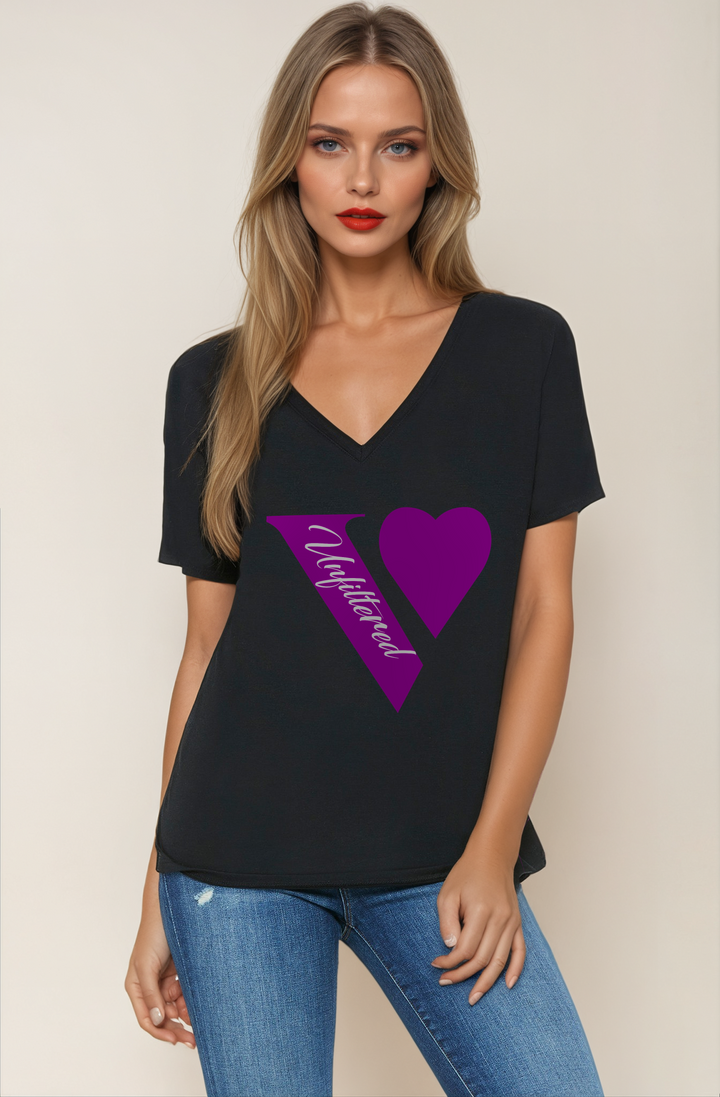 V unfiltered purple - V-Neck Slouch Glam Tee - La Vie unfiltered