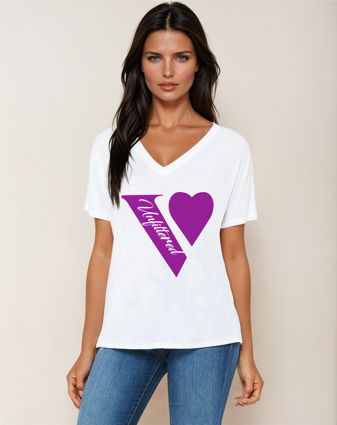 V unfiltered purple - V-Neck Slouch Glam Tee - La Vie unfiltered