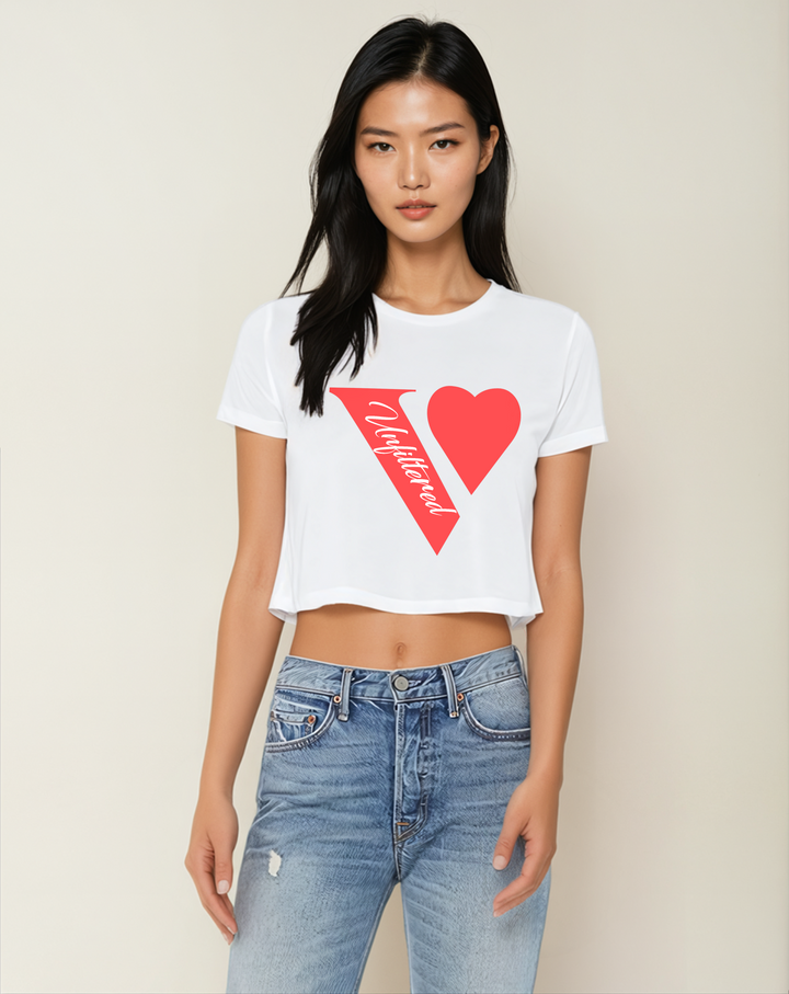 V unfiltered red - Relaxed Fit Cropped Tee - La Vie unfiltered