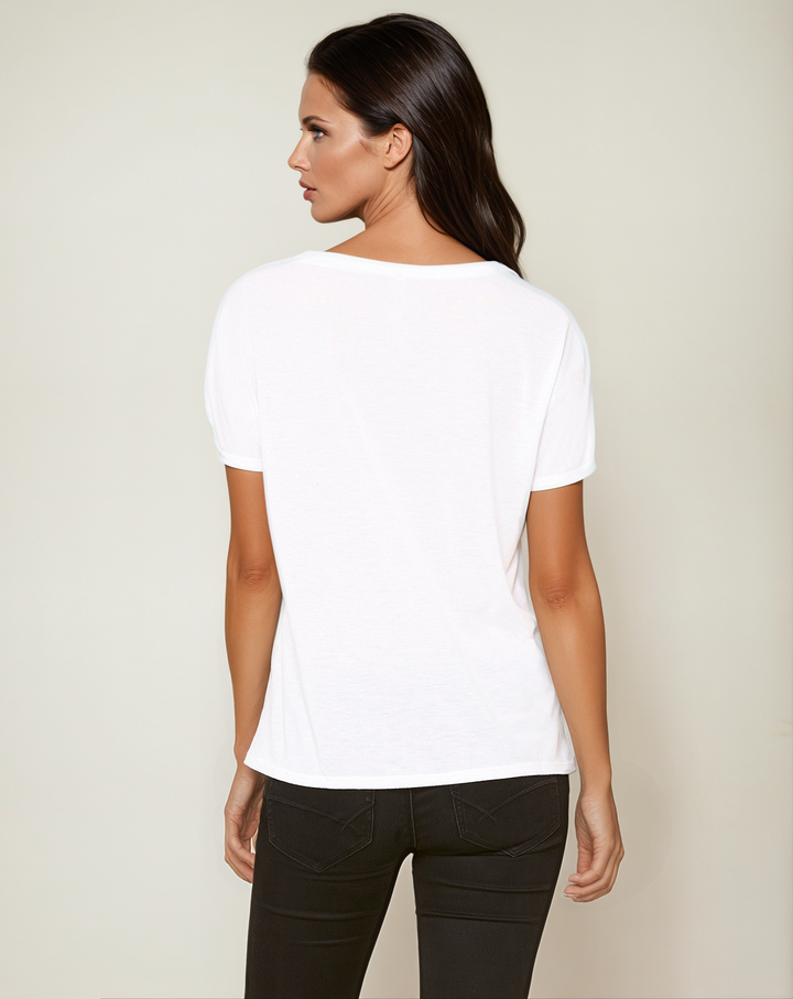 La Vie unfiltered pink - V-Neck Slouchy Glam Tee - La Vie unfiltered