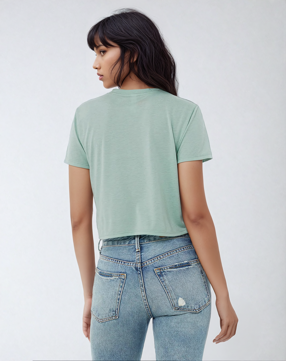 V unfiltered blue - Relaxed Fit Cropped Tee - La Vie unfiltered