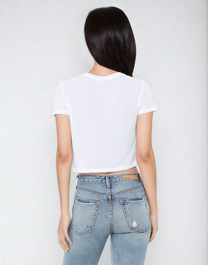 V unfiltered blue - Relaxed Fit Cropped Tee - La Vie unfiltered