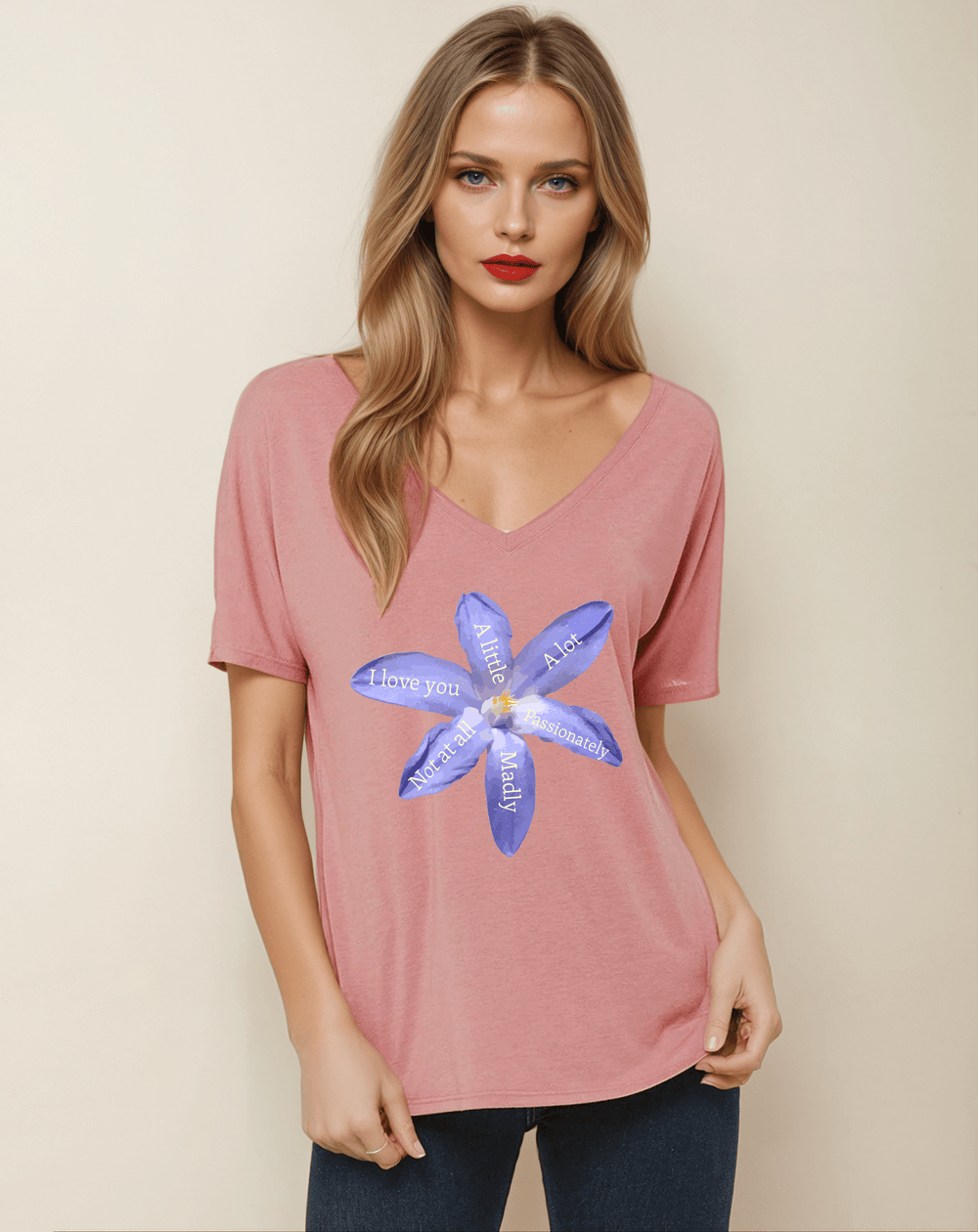 I love you, a little, a lot... - V - Neck Slouchy Glam Tee - La Vie unfiltered