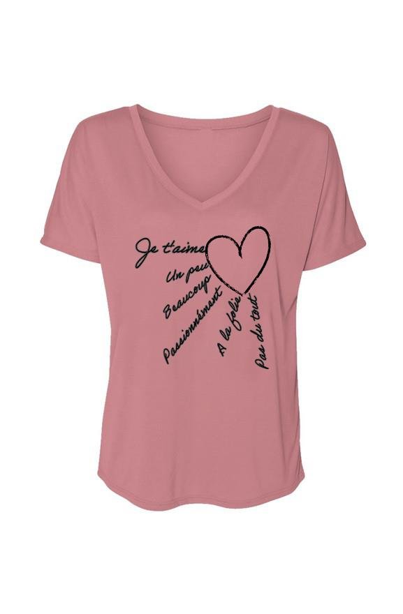 Je t'aime un peu, à la folie - V - Neck Slouchy Glam Tee - La Vie unfiltered