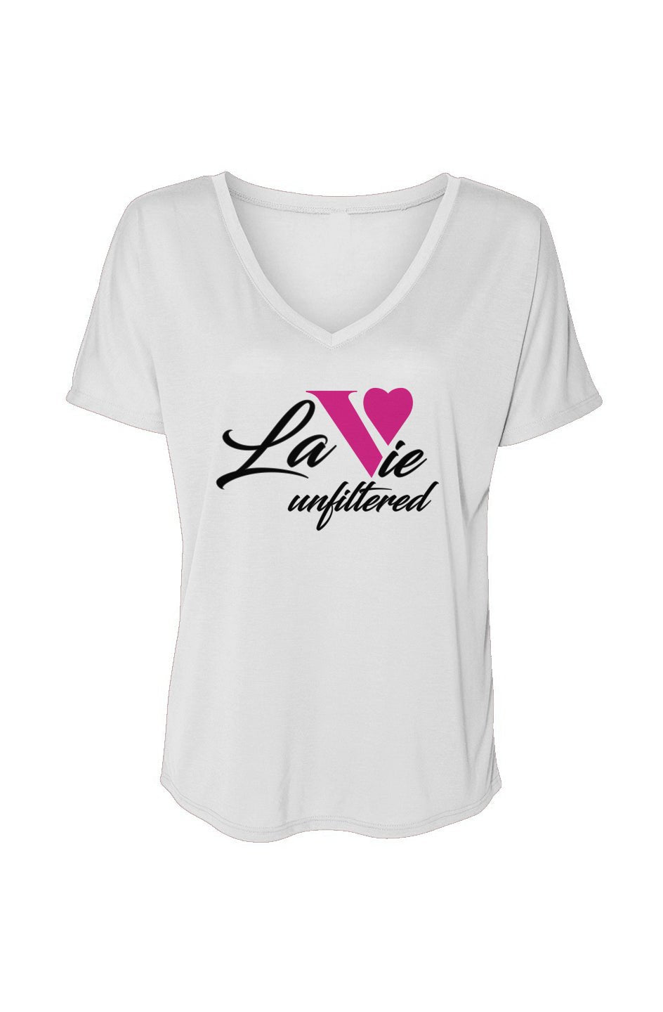 La Vie unfiltered pink - V - Neck Slouchy Glam Tee - La Vie unfiltered