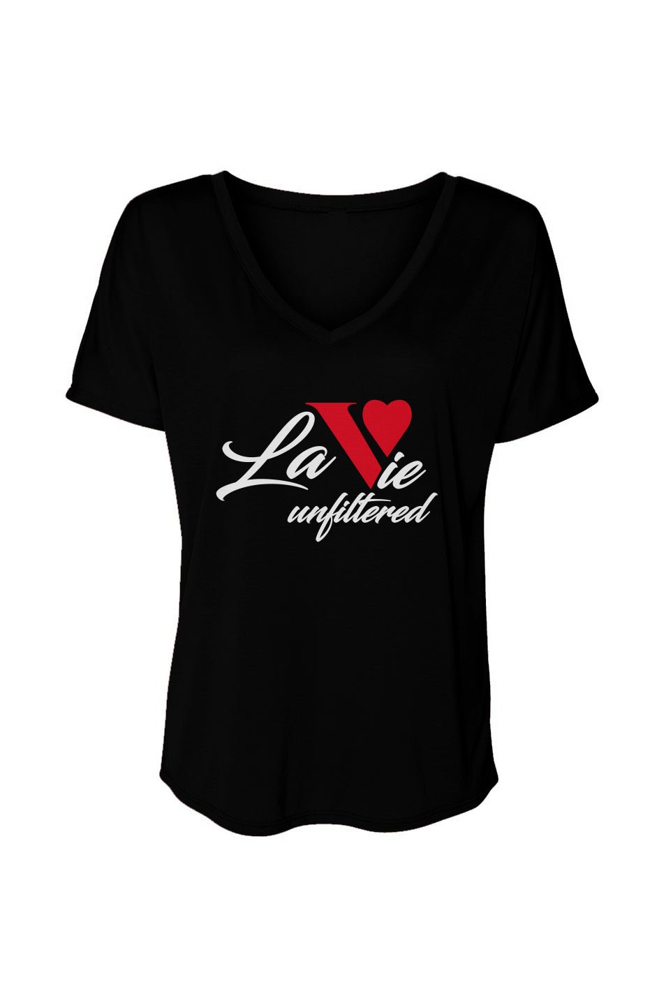La Vie unfiltered red - V - Neck Slouchy Glam Tee - La Vie unfiltered