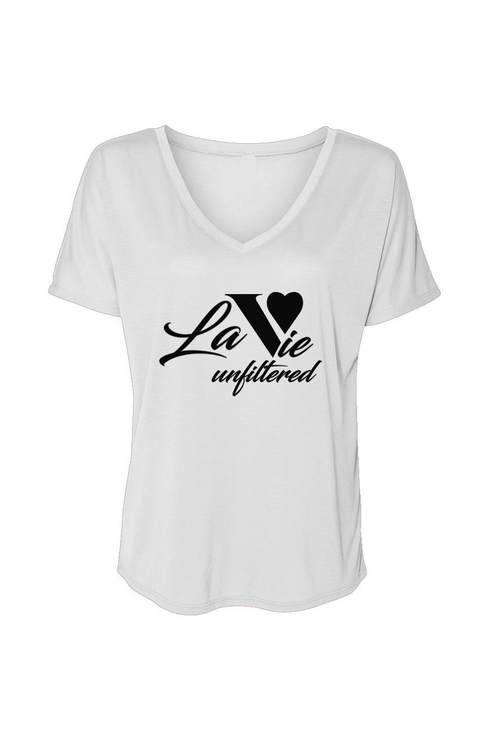 La Vie unfiltered white - V - Neck Slouchy Glam Tee - La Vie unfiltered