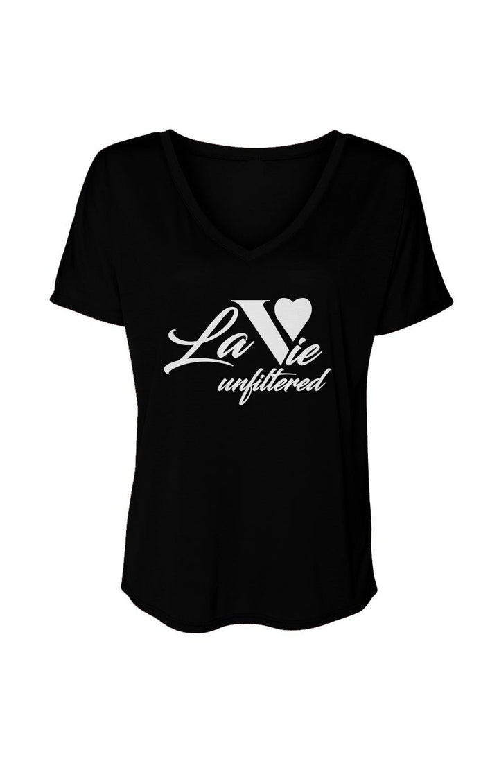 La Vie unfiltered white - V - Neck Slouchy Glam Tee - La Vie unfiltered