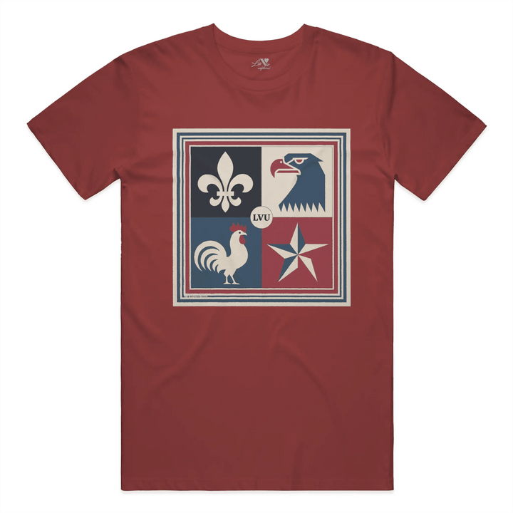 Rouge Sienne t-shirt with Le Crest graphic by La Vie unfiltered