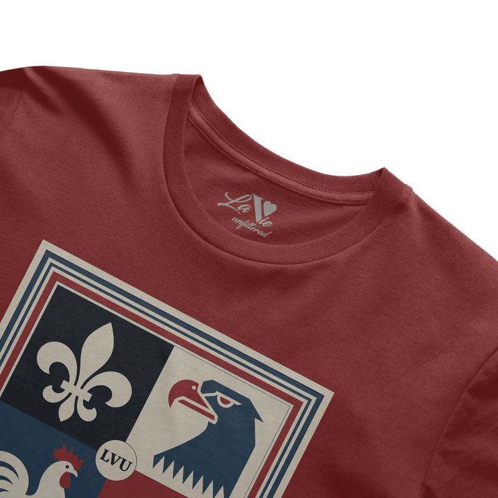 Rouge Sienne t-shirt with Le Crest graphic by La Vie unfiltered