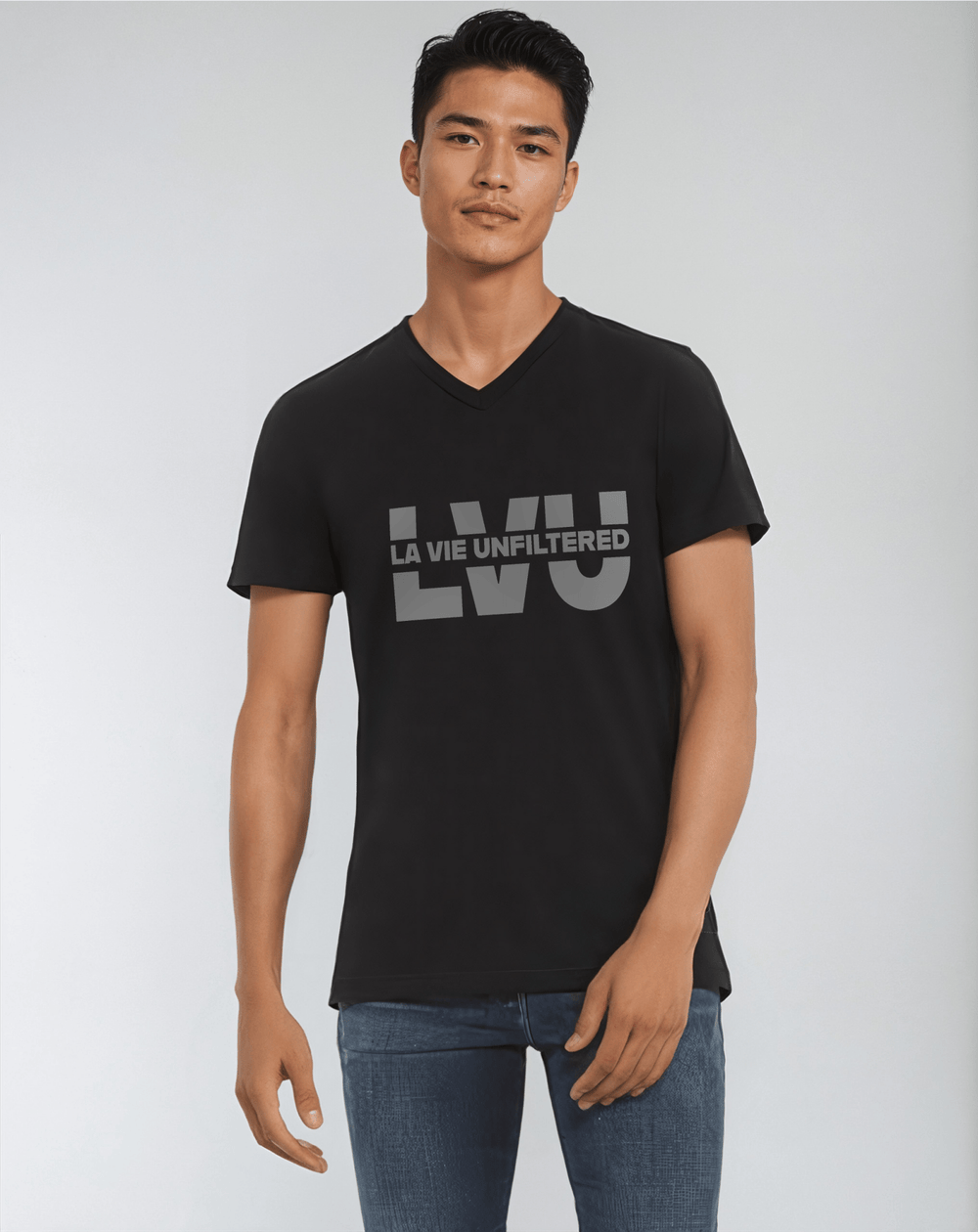 Model wearing LVU graphic by La Vie unfiltered