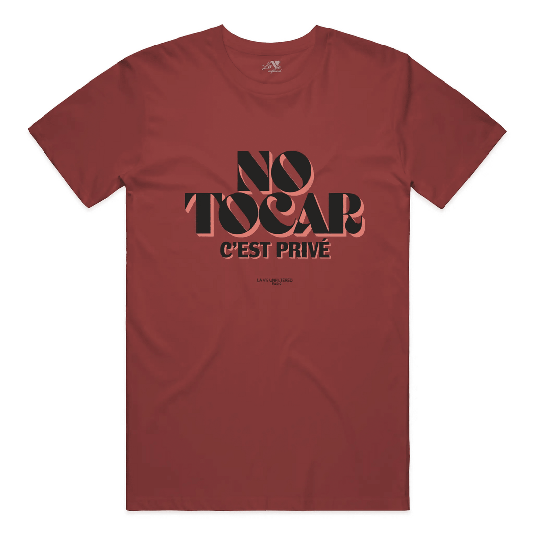 Rouge Sienne t-shirt with No Tocar. C&