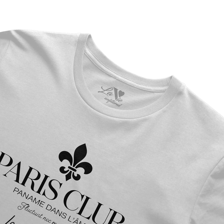 White t-shirt with Paname Club graphic by La Vie unfiltered