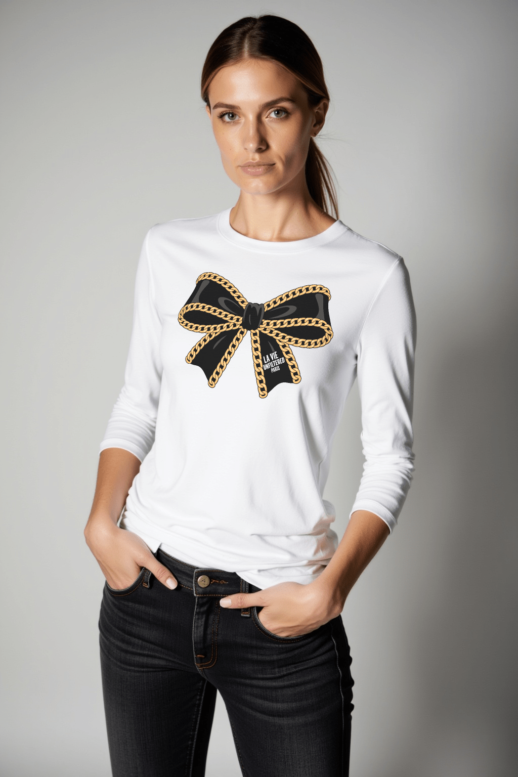 The Chain Bow - Allure Long Sleeve Tee - La Vie unfiltered