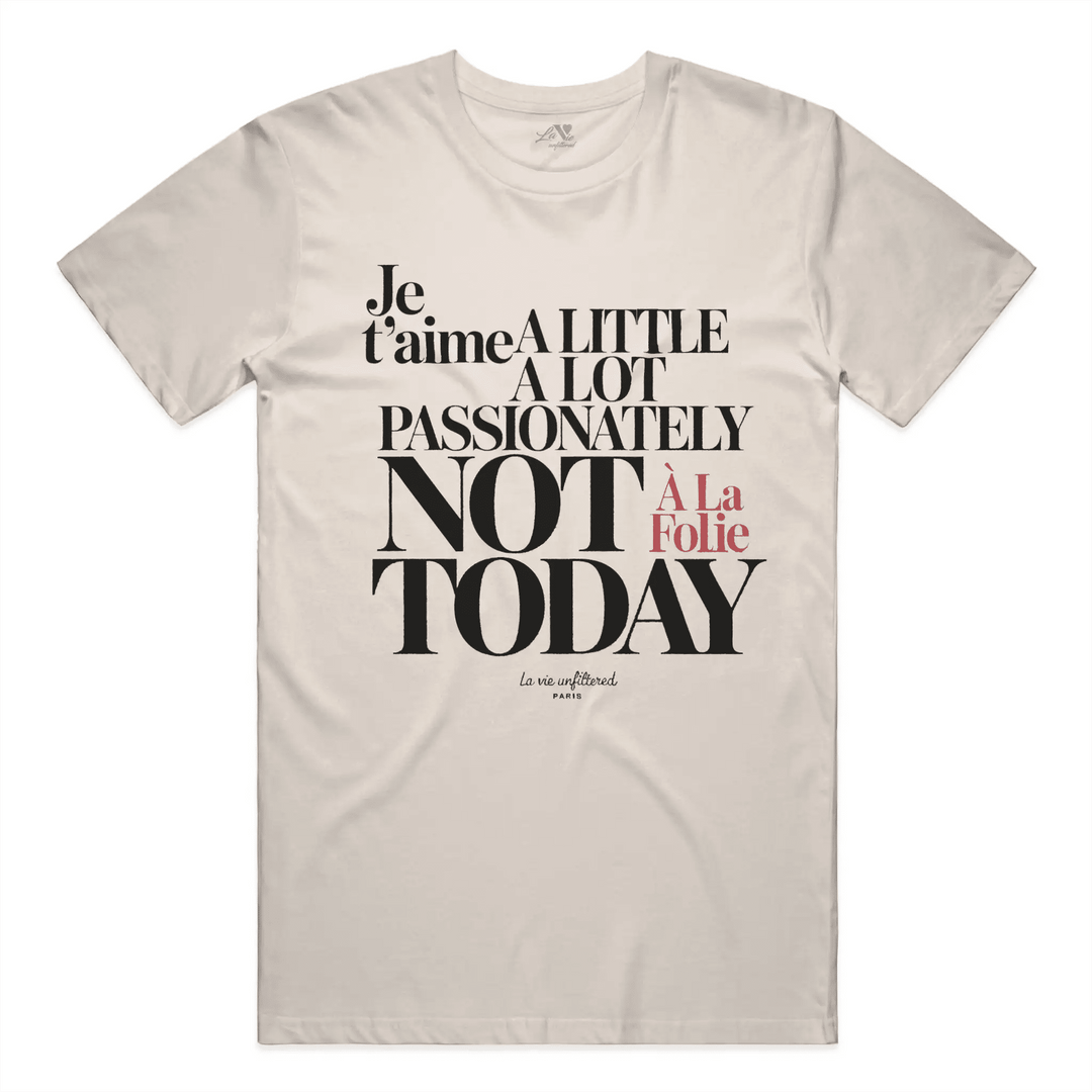 Soft Sand t-shirt with The Paris Paradox graphic by La Vie unfiltered