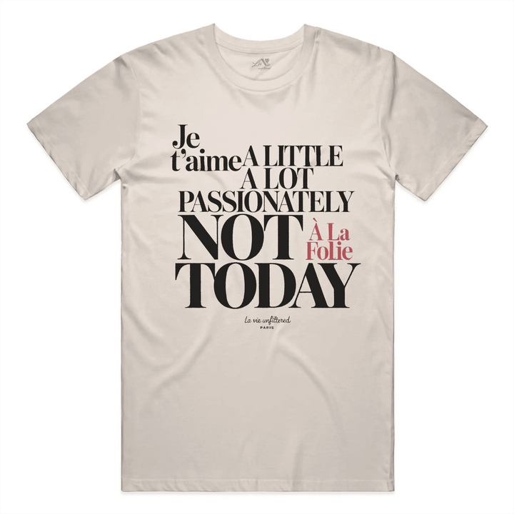 Soft Sand t-shirt with The Paris Paradox graphic by La Vie unfiltered