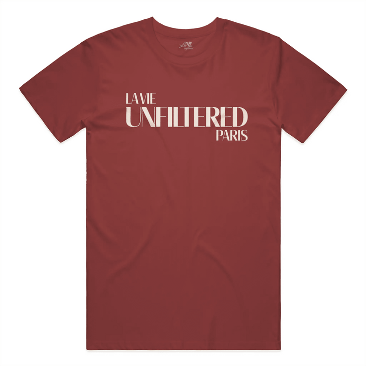 Rouge Sienne t-shirt with The Paris Signature graphic print by La Vie unfiltered