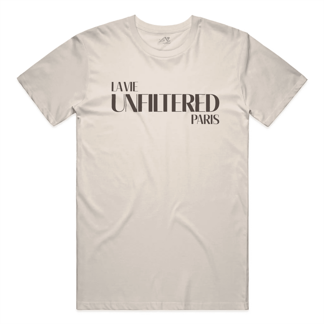 Soft Sand t-shirt with The Paris Signature graphic print by La Vie unfiltered