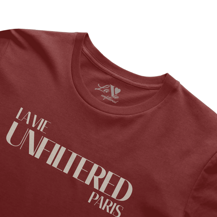 Rouge Sienne t-shirt with The Paris Signature graphic print by La Vie unfiltered