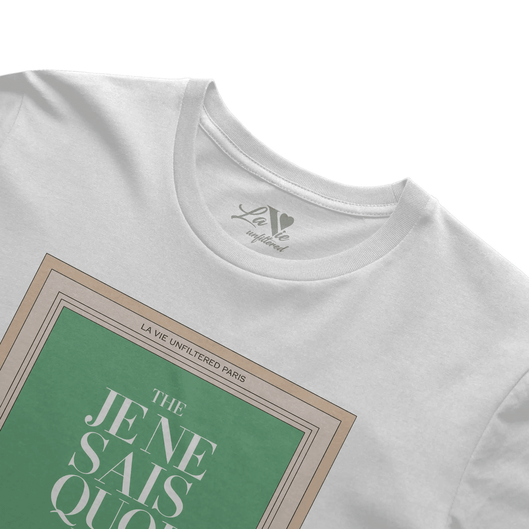 White t-shirt with The Parisian Mood graphic by La Vie unfiltered