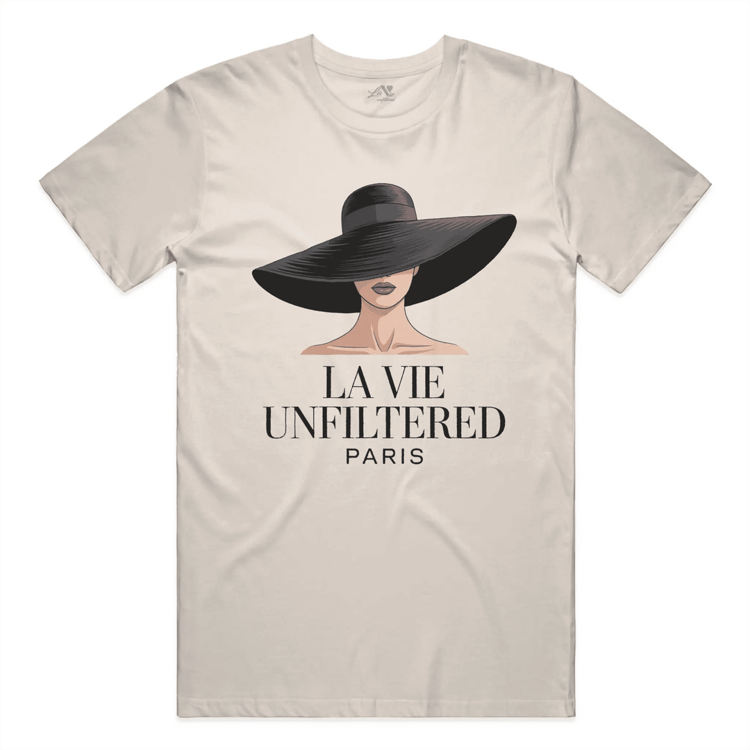 Soft Sand t-shirt with The Riviera Shadow graphic by La Vie unfiltered
