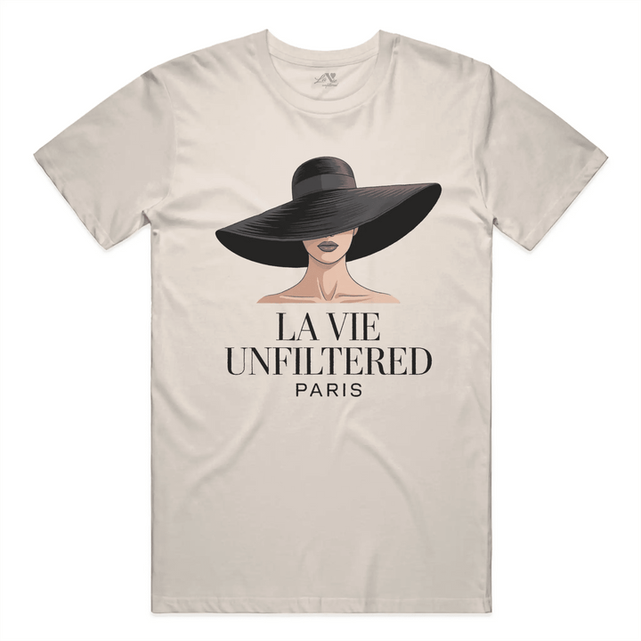 Soft Sand t-shirt with The Riviera Shadow graphic by La Vie unfiltered