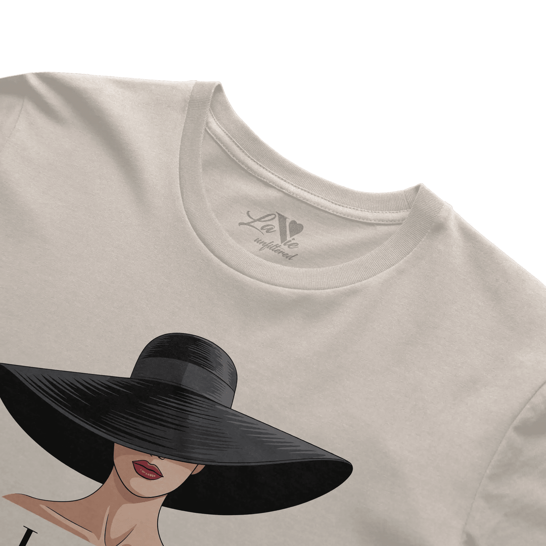 Soft Sand t-shirt with The Riviera Shadow graphic by La Vie unfiltered