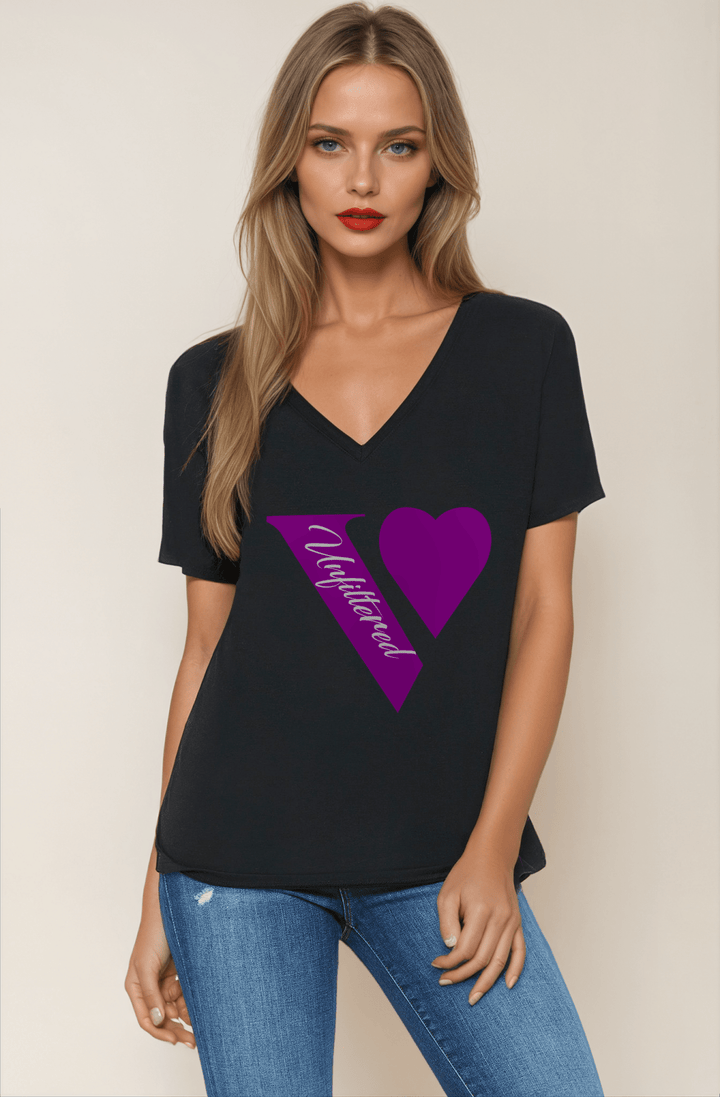 V unfiltered purple - V - Neck Slouch Glam Tee - La Vie unfiltered