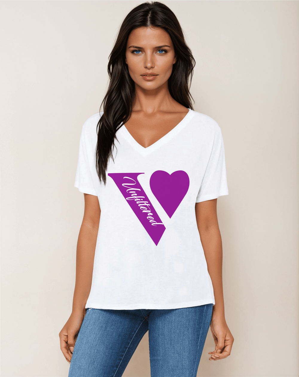 V unfiltered purple - V - Neck Slouch Glam Tee - La Vie unfiltered